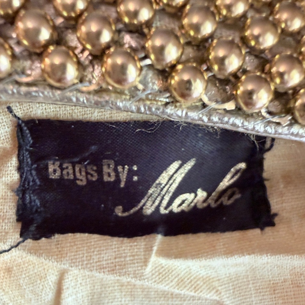 Vintage Bags by Marlo Gold Metal Mesh Evening Bag Metallic Shoulder Purse Retro - Picture 3 of 15